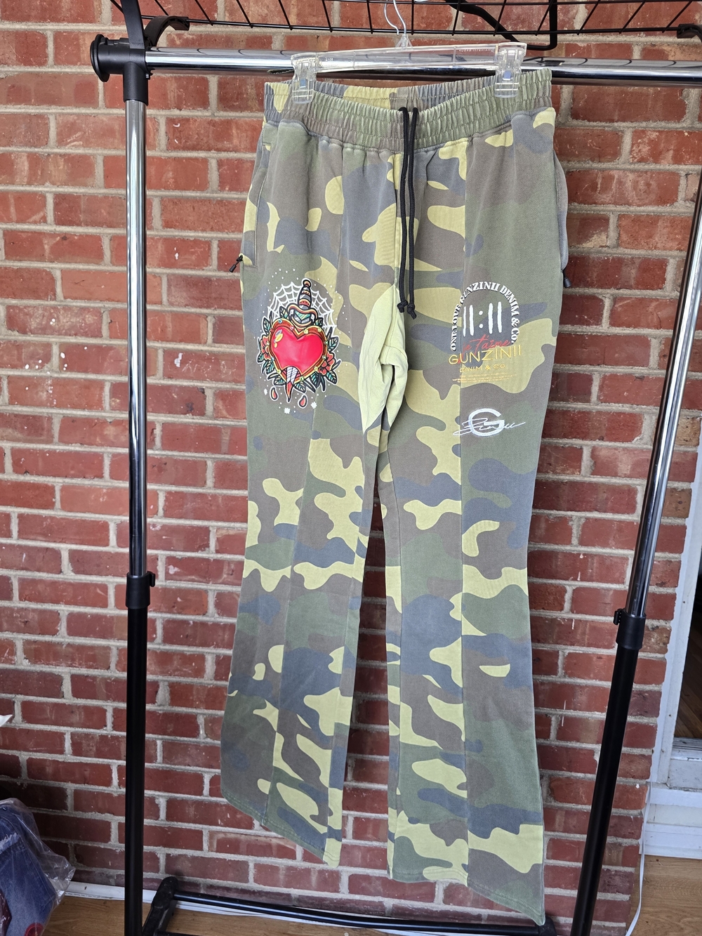 Gunzini Camo Stacked Flaired Sweatpants